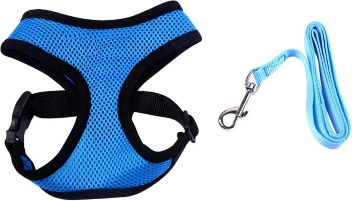 LOUZIR Blauw Hondentuig - Puppy 1 tot 2kg - Verstelbaar Hondenharnas - Y Tuig - Dog Harness - Maat S