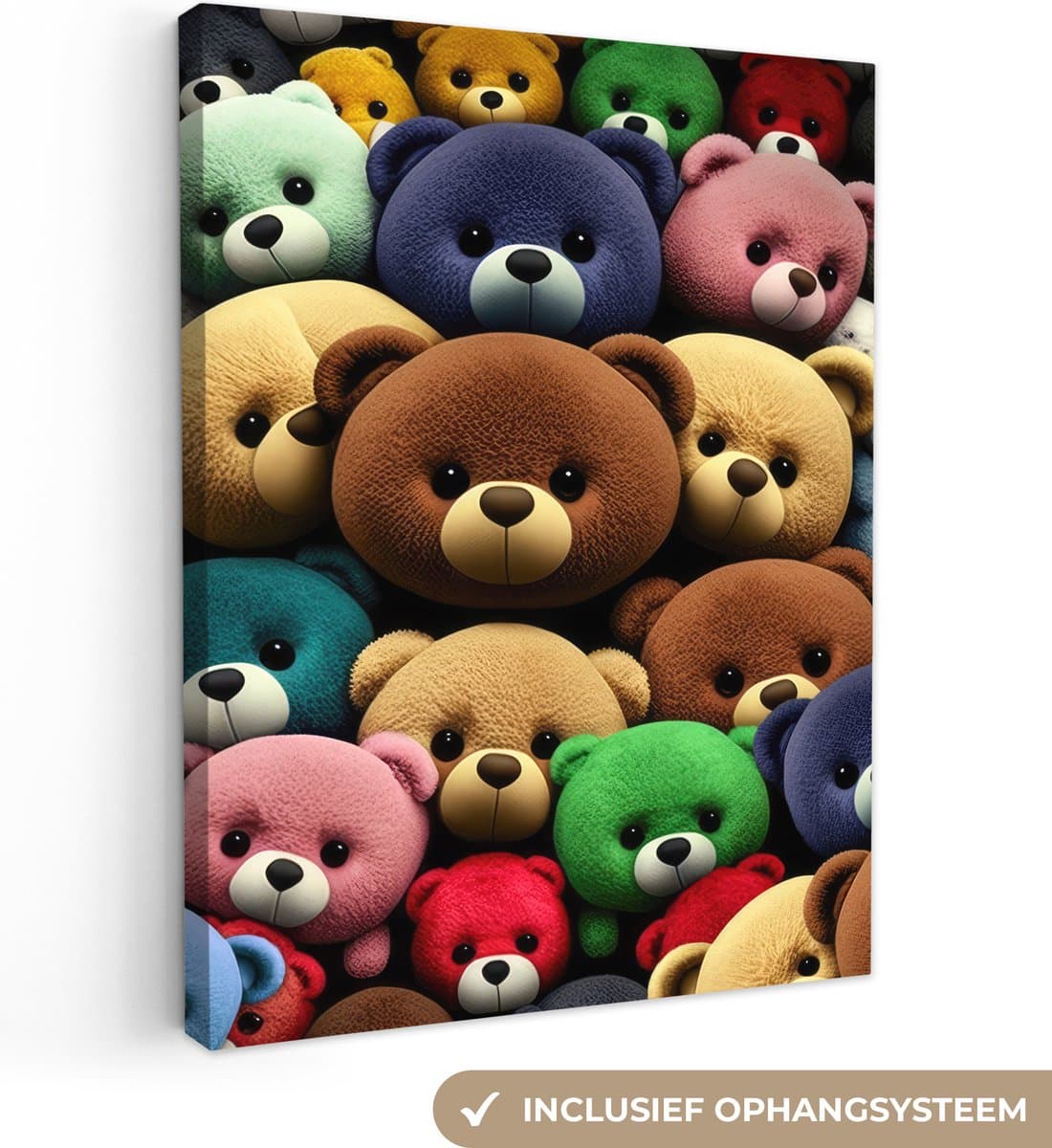 Canvas Schilderij Knuffelbeer - Teddy - Design - Kids - 60x80 cm - Wanddecoratie