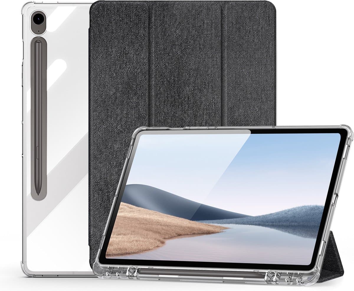 Dux Ducis - Tablet hoes geschikt voor Samsung Galaxy Tab S9/S9 FE - Toby Series - Auto Wake/Sleep functie - Met Pencil houder - Zwart