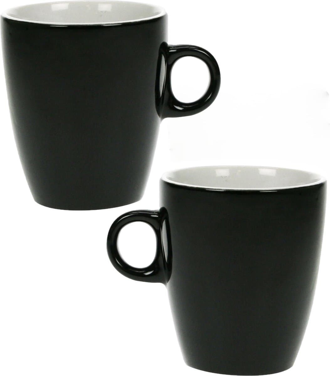 Cosy & Trendy Koffiekopjes/bekers - Set van 18x stuks - zwart - 190 ml - Keramiek - glans finish