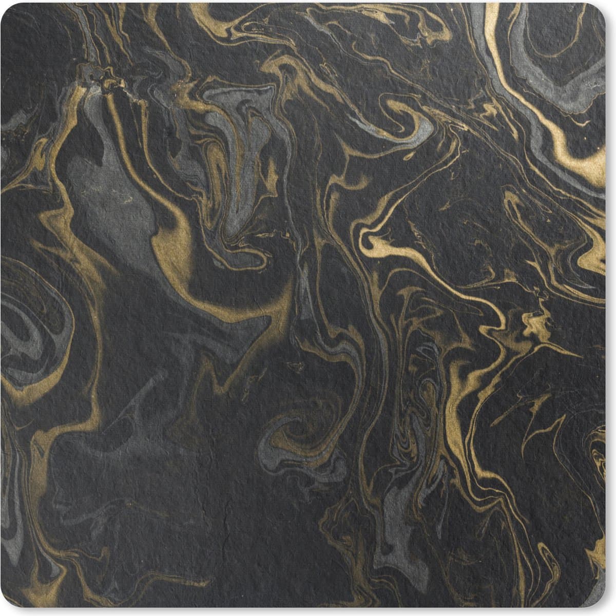 Muismat XXL 40x40 cm - Bureau onderlegger - Bureau mat Marmer - Textuur - Grijs - Goud - Marmer printlook - Luxe - Bureaumat - Gaming mousepad xl - Bureaulegger groot - Computer deskmat