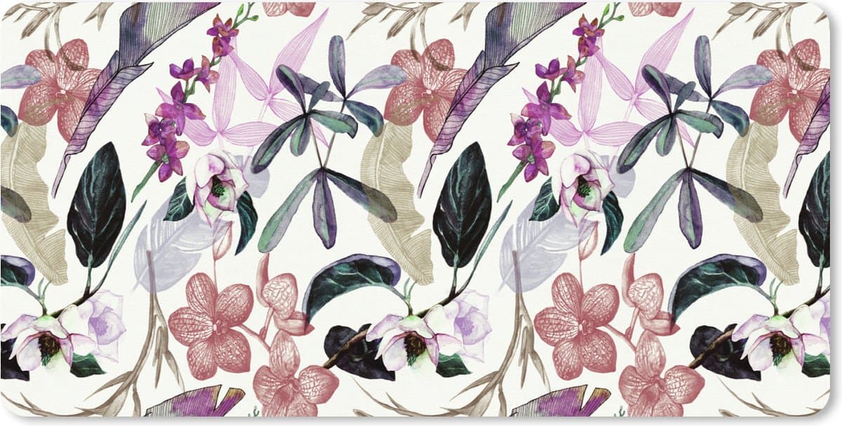 Muismat XXL 90x45 cm - Bureau onderlegger - Bureau mat Jungle - Bloemen - Vintage - Patronen - Bureaumat - Gaming mousepad xl - Bureaulegger groot - Computer deskmat