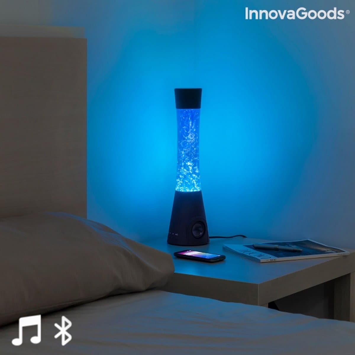 InnovaGoods - Flowlamp met bluetooth speaker - Glitter - Lavalamp - Bluetooth