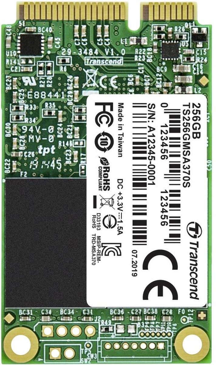 Transcend 256 GB mSATA SSD harde schijf SATA 6 Gb/s Retail TS256GMSA370S