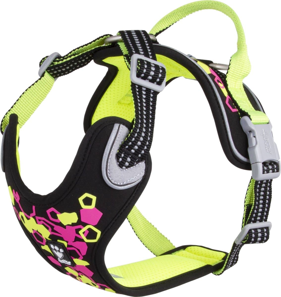 Hurtta Weekend Warrior Harness - Hondenharnas - Neon Licorice - Borstomvang: 60-80 cm
