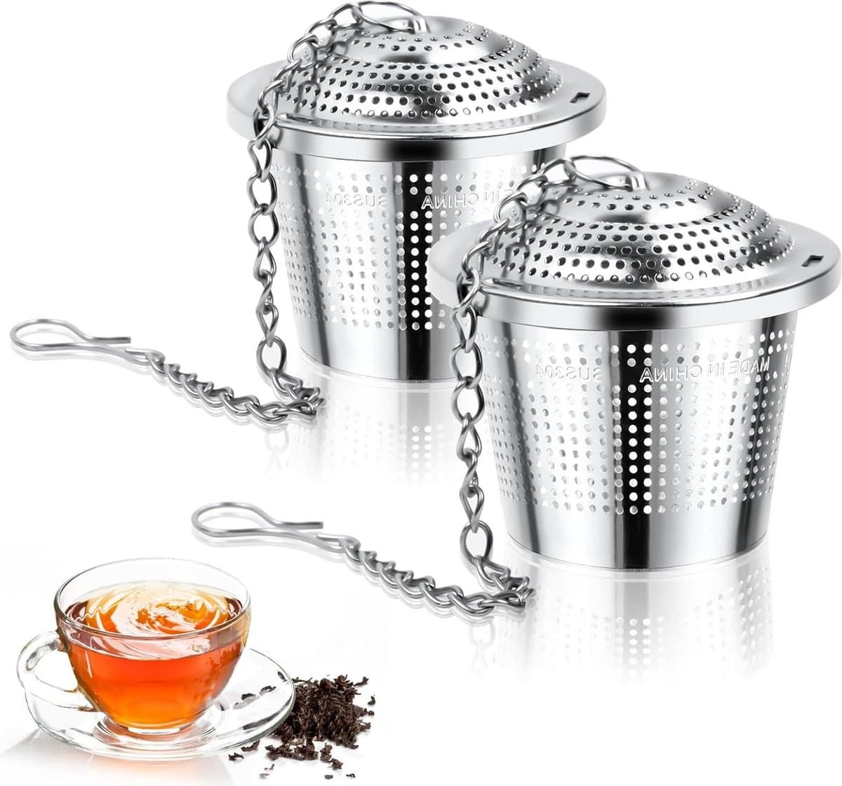 2 stuks Thee-eiwitinfuser van 304 roestvrij staal voor losse bladthee - Premium theezeefjes met food grade mesh .