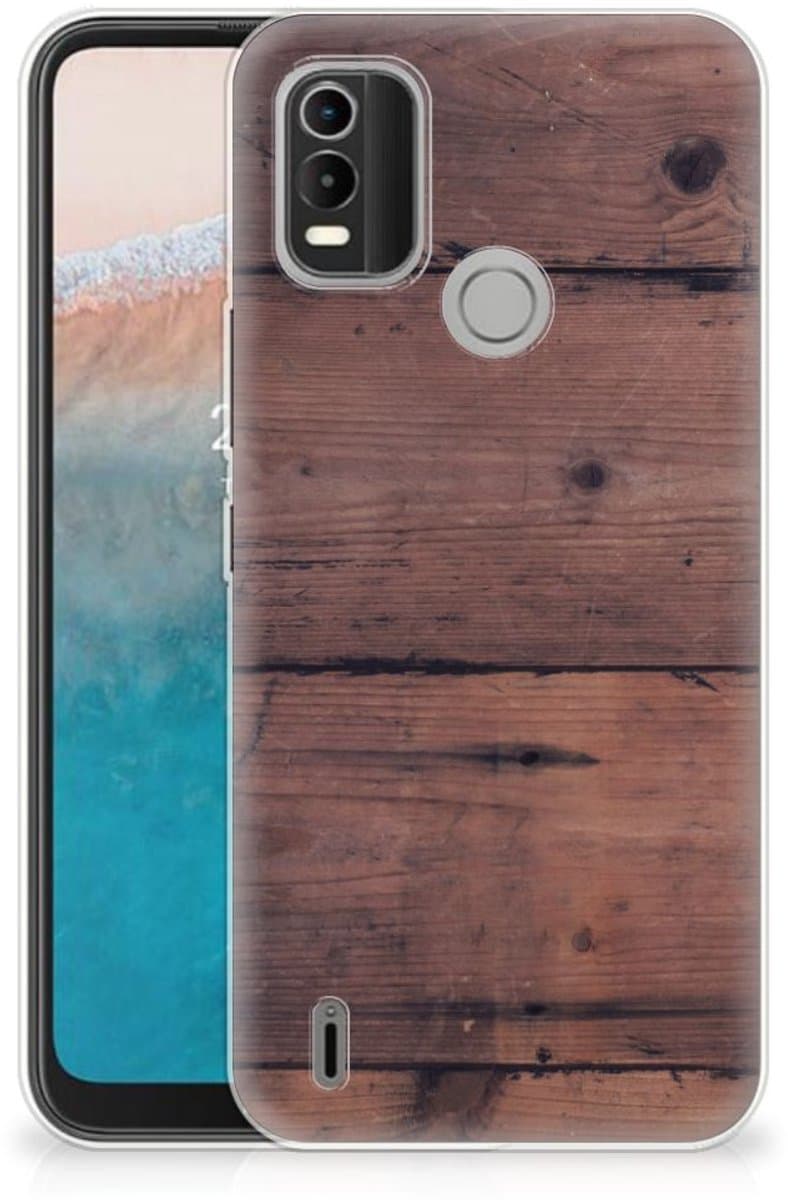 Nokia C21 Plus Bumper Hoesje Old Wood
