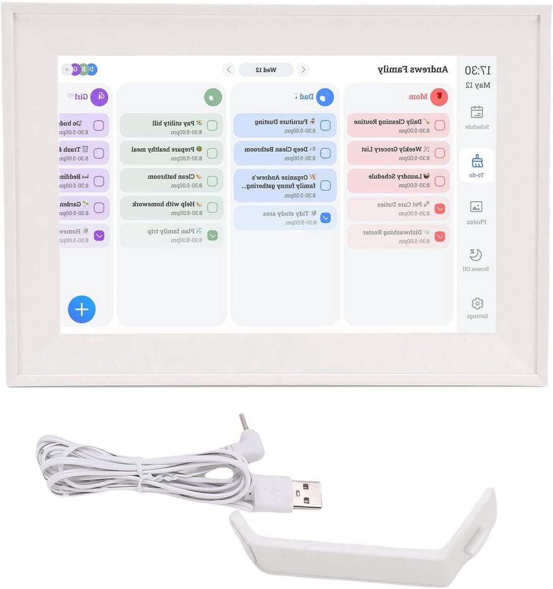 Slimme Digitale Kalender - Takenplanner LCD - Gezinsplanning Organiseren - WiFi Bijgewerkt - 10.1 Inch - Zwart
