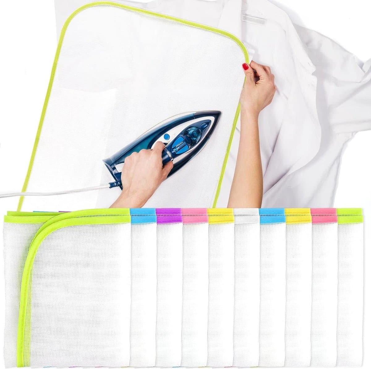 Beschermend Strijkdoek - Strijkmat Gaas - Kleding Strijken - Transparant Mesh Ontwerp - 60x30 cm 10 Stuks - Willekeurige Kleuren