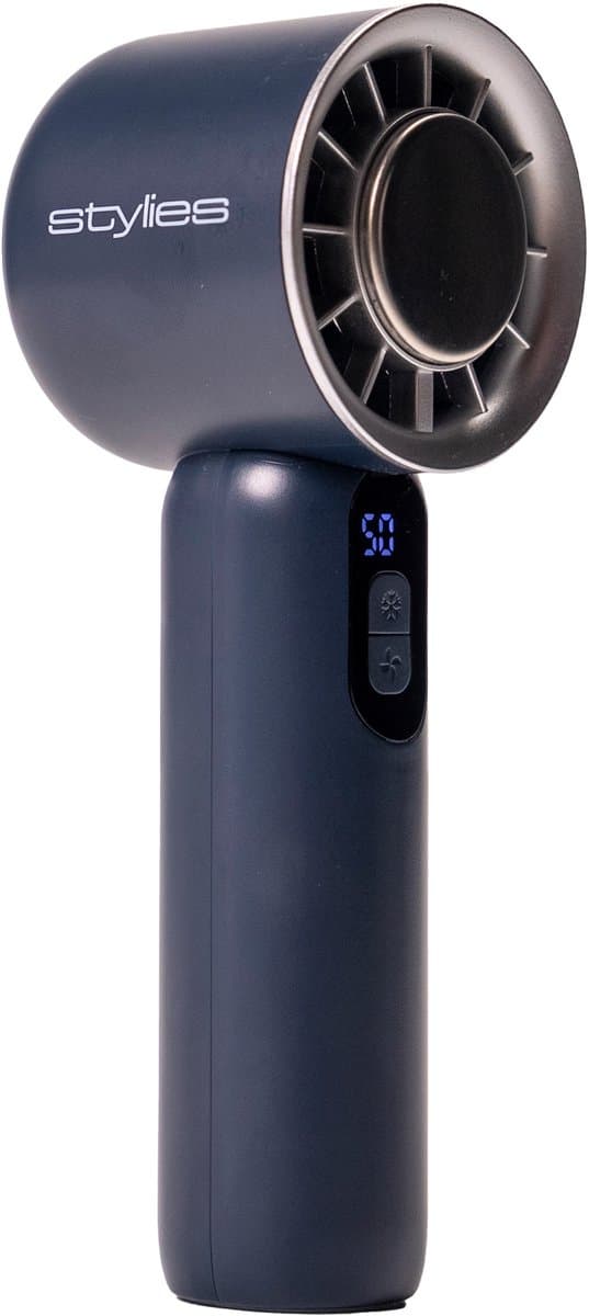 STYLIES Lacerti Handventilator met Icepad – Oplaadbaar USB-C – 100 Snelheden – Tot 6u Batterij – Compact & Krachtig – Navy Blue