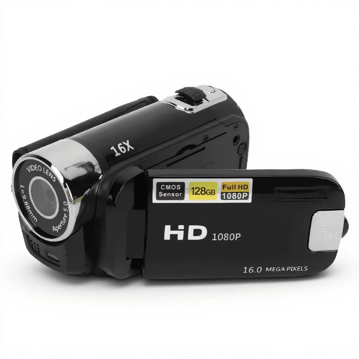 Dailygoody - Digitale Camera - 16MP - Draaibaar Scherm - Zwart - HD Videorecorder - 16X Zoom - Geschikt voor Jongens en Meisjes - Compact Model