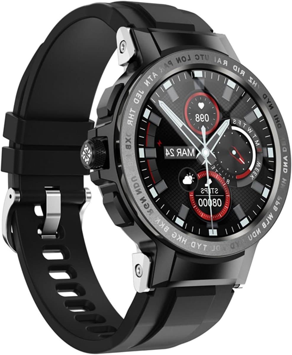 Fitness Tracker - Activiteit horloge - Gezondheid monitoren - GPS trace kaart - 1.28 inch scherm - Zwart