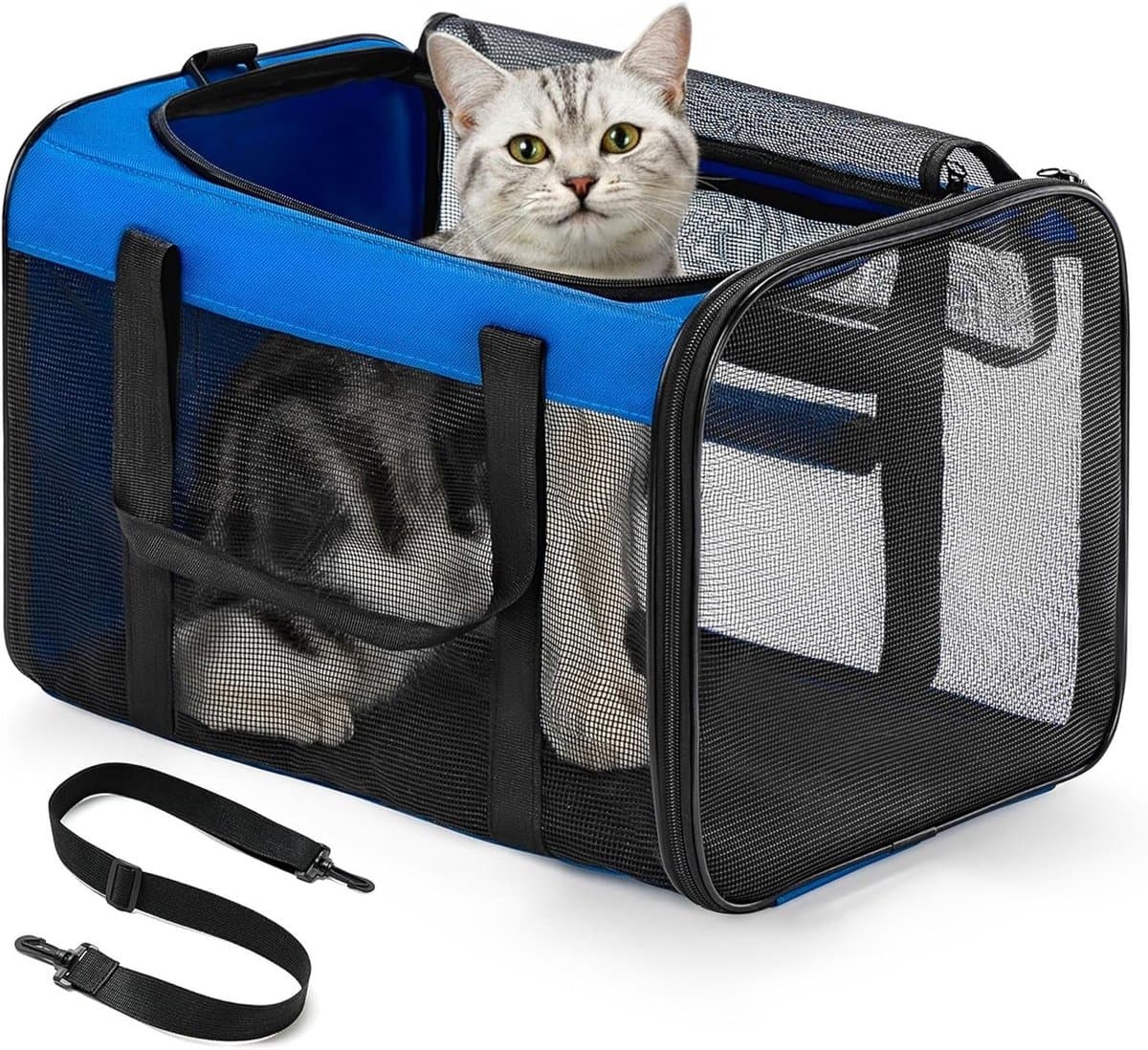 Zachte Dierenmand voor Honden en Katten met 4-Zijdige Mesh, Geschikt voor Vliegtuigreizen, Ideaal voor Kleine en Middelgrote Huisdieren tot 6 kg