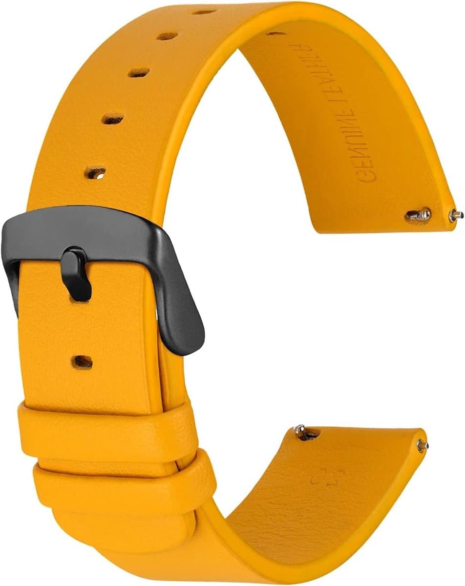 Dunne Platte Horlogeband voor Smartwatch, Echt Leer, Snelle Vervangbanden voor Mannen en Vrouwen, 18mm, 20mm, 22mm, Stijlvol en Comfortabel