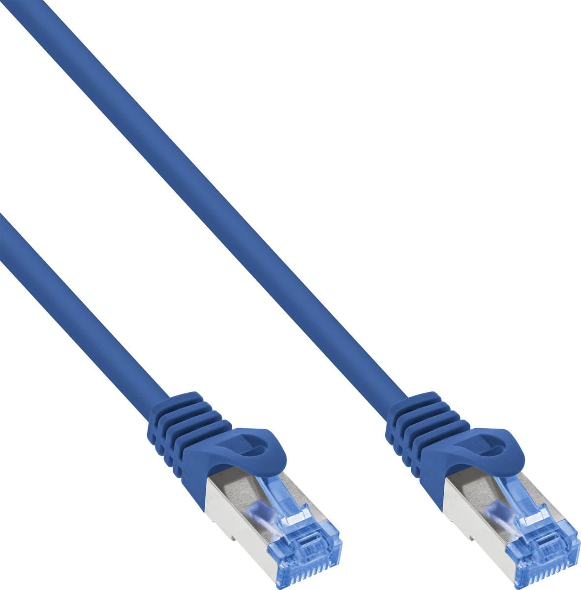 InLine® patchkabel, Cat.6A, S/FTP, TPE (LSZH), CCA, blauw, 0,5m
