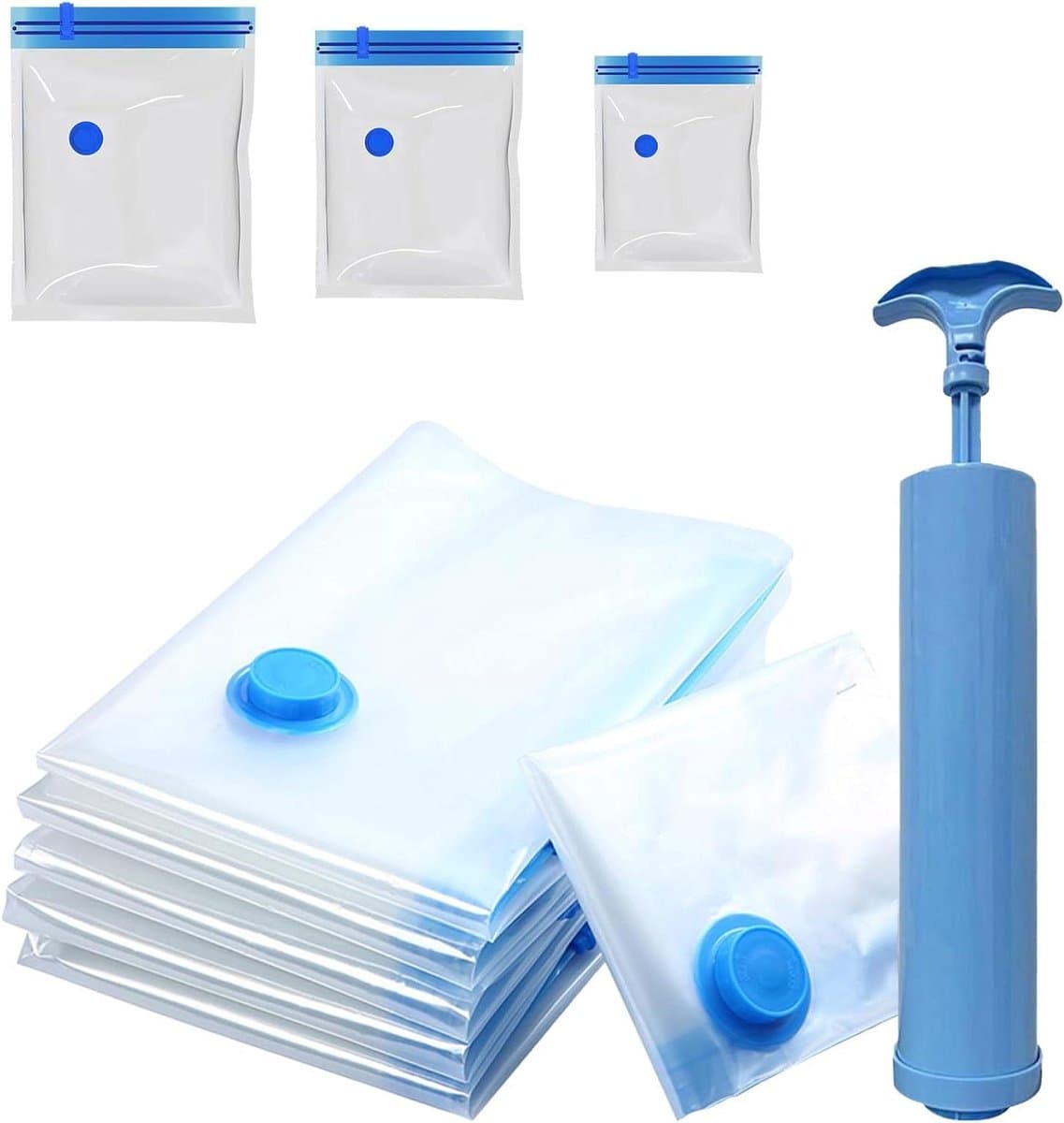 Vacuüm Opbergzakken - Kledingzakken Koffer - Ruimte Besparen - Met Handpomp - 10 Stuks - Set