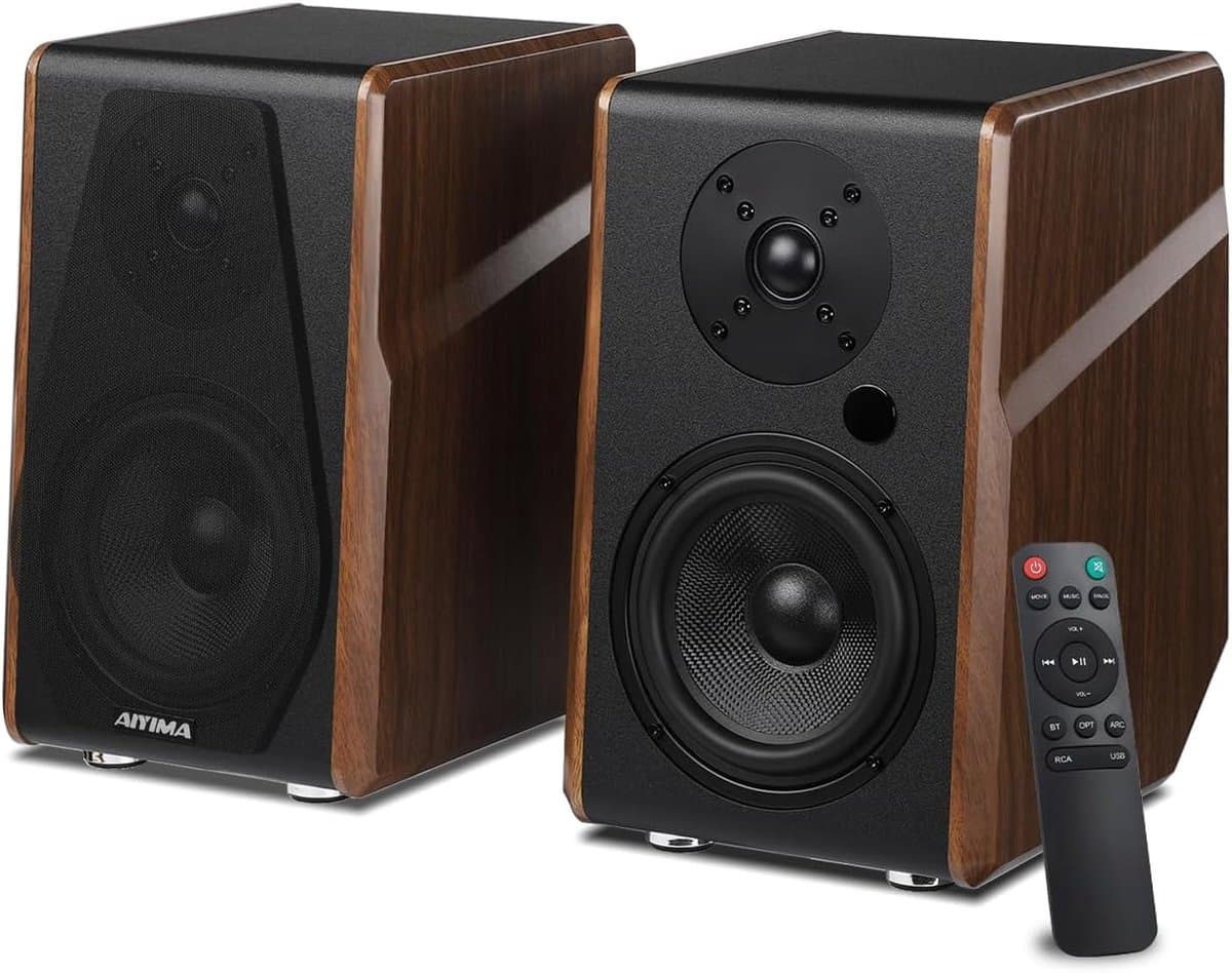 Actieve Boekenplank Luidsprekers - Hifi Geluidssysteem - Muziek en Films - Bluetooth 5.0 ARC - 5.25 Inch Woofer - Bruin