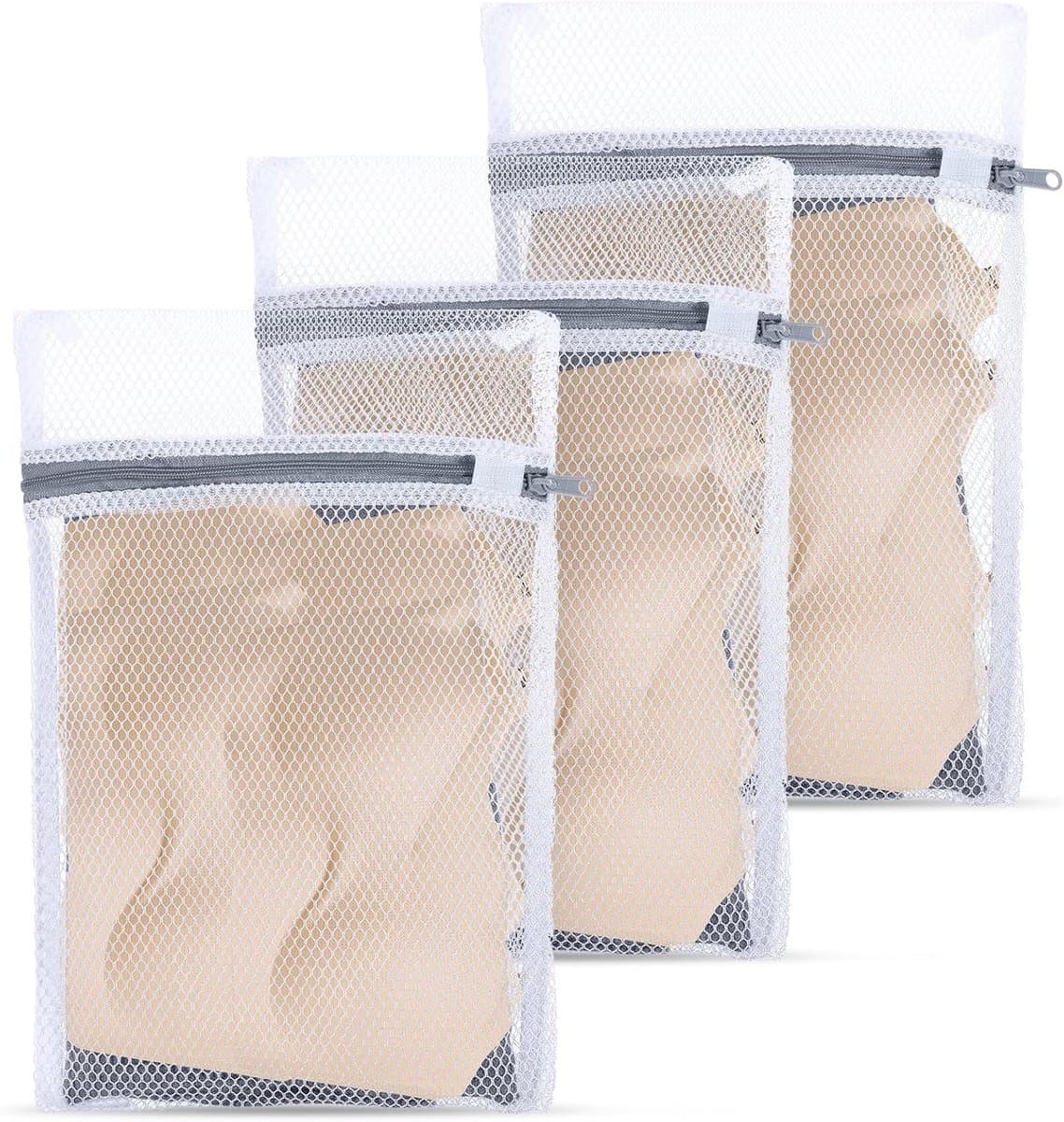 Waszakken Set van 4 Stuks - Mesh Wasnetten met Rits voor Ondergoed, Bh's, Sokken en Baby Kleding - 30 x 20 cm en 40 x 30 cm