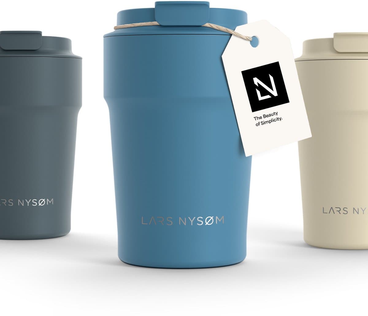 LARS NYSØM Bevægelse Thermos Coffee Mug-to-go 380ml - BPA-vrij met Isolatie - Lekvrije Roestvrijstalen Thermosbeker (Calypso Blue)