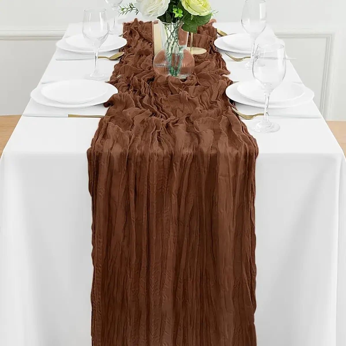 PolkaHome® 1 stuk Bruin Kaasdoeken Tafelloper – Katoenen Kaas Doek Tafelkleed – Tafellopers Textiel & Tafelzeil 90x160 cm – Tafel Loper Kaas Doek, Kaasdoek (Bruin)