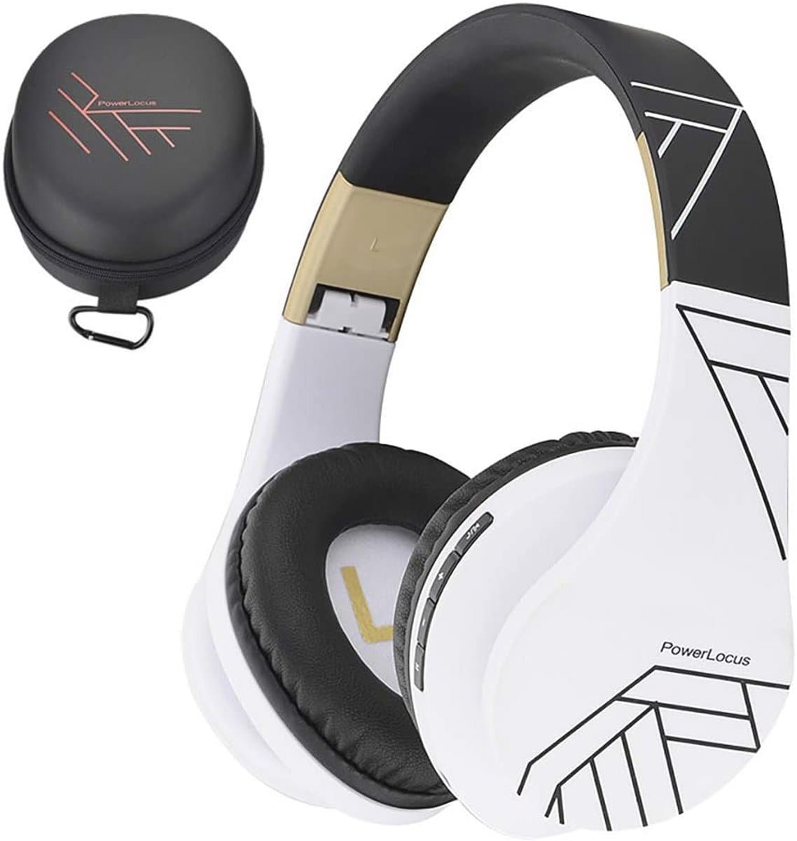 Draadloze Over-Ear Bluetooth Koptelefoon met Microfoon, Micro SD Slot en FM Radio - Inklapbaar, Comfortabel en Geschikt voor Smartphone, Tablets en Laptops (Zwart/Wit)