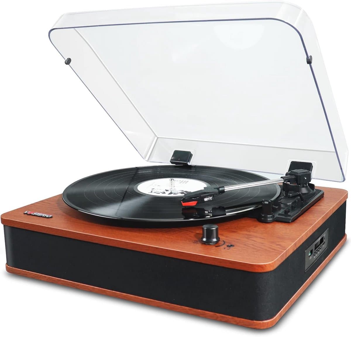 Vintage Bluetooth Platenspeler met Stereoluidsprekers - Draaitafel met 3 Snelheden en FM-Radio