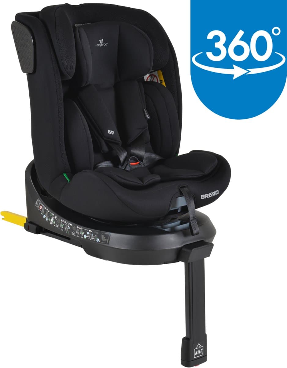 Cangaroo Bravo Black 40-150 cm 360° i-Size Autostoel