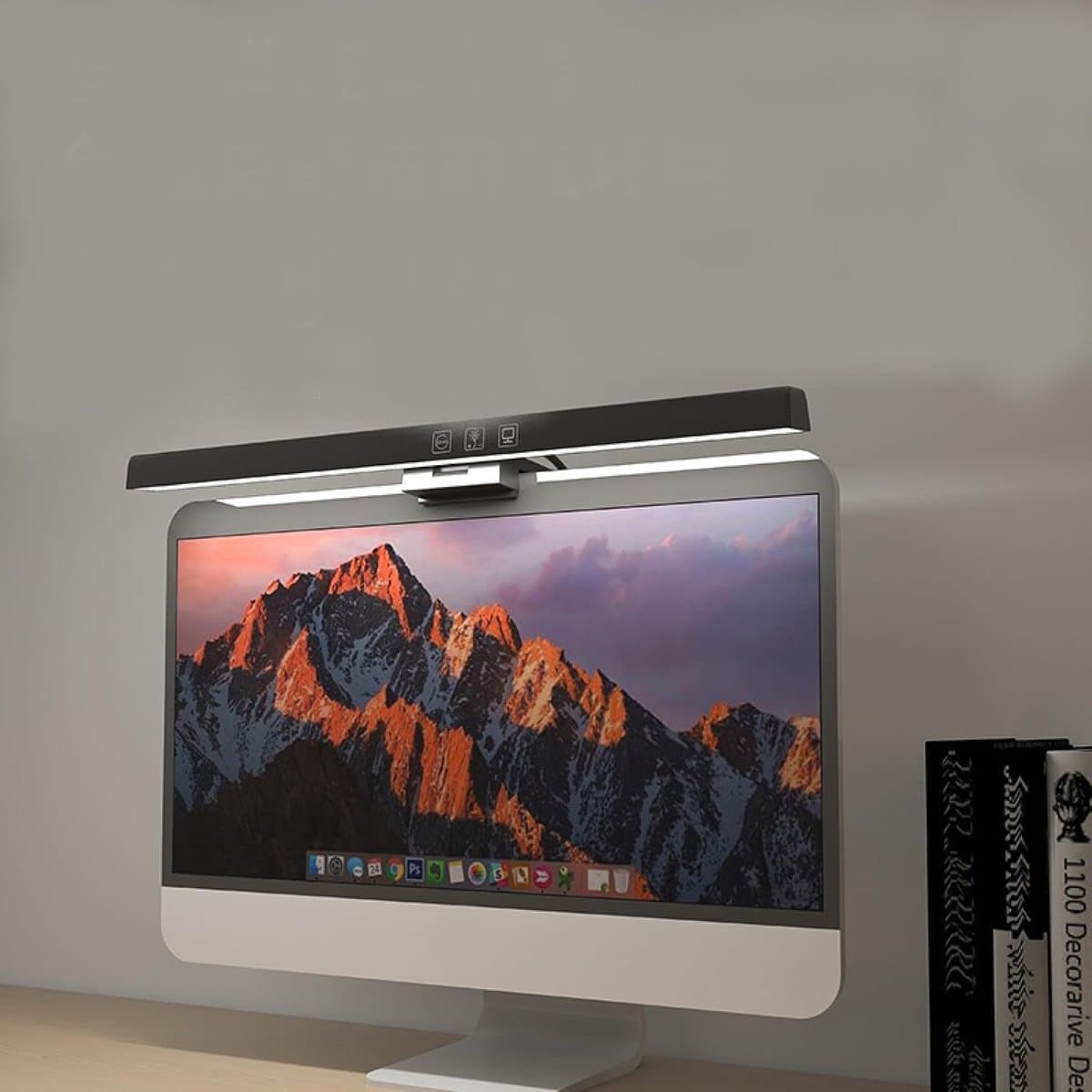 Monitorlamp met Lichtbalk - 3 Kleurtemperaturen 3000K/4000K/6500K - Traploos Dimbaar - 60 Minuten Timer - USB Plug & Play - Asymmetrische Verlichting - 180° Verstelbare Klem - Voor Platte & Gebogen Monitoren