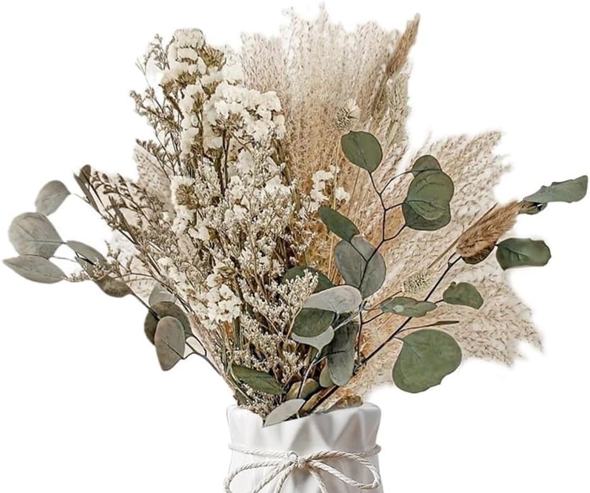 45 Stuks Gedroogd Pampasgras Set - Fluffy Gedroogde Bloemen Boeket Decoratie voor Bruiloften en Thuisdecoratie