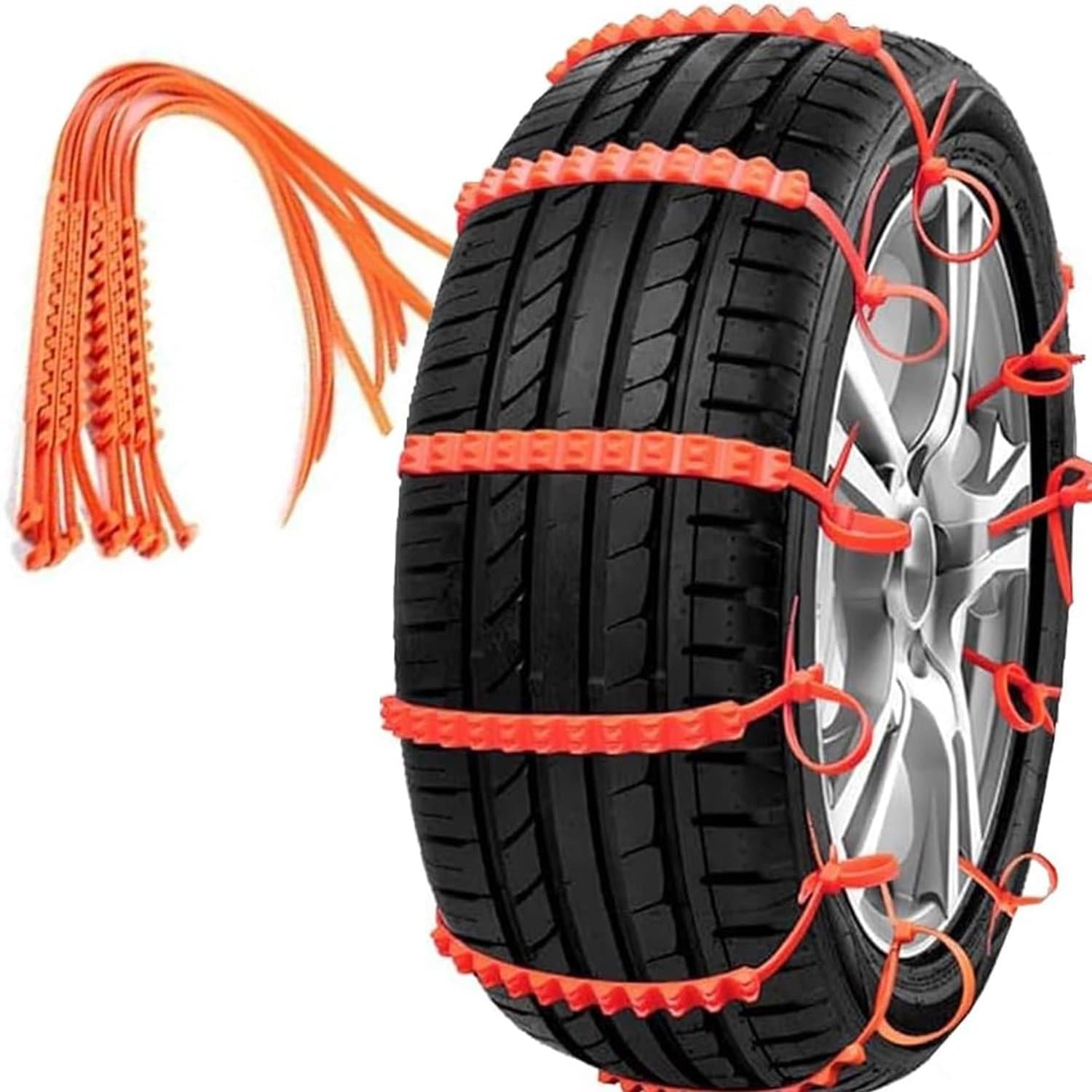 Voarge Pack of 10 Universal Snow Chains for Car Tyres, Reusable, for Winter Rides on Muddy Roads for Cars, SUVs, Pickups, Trucks