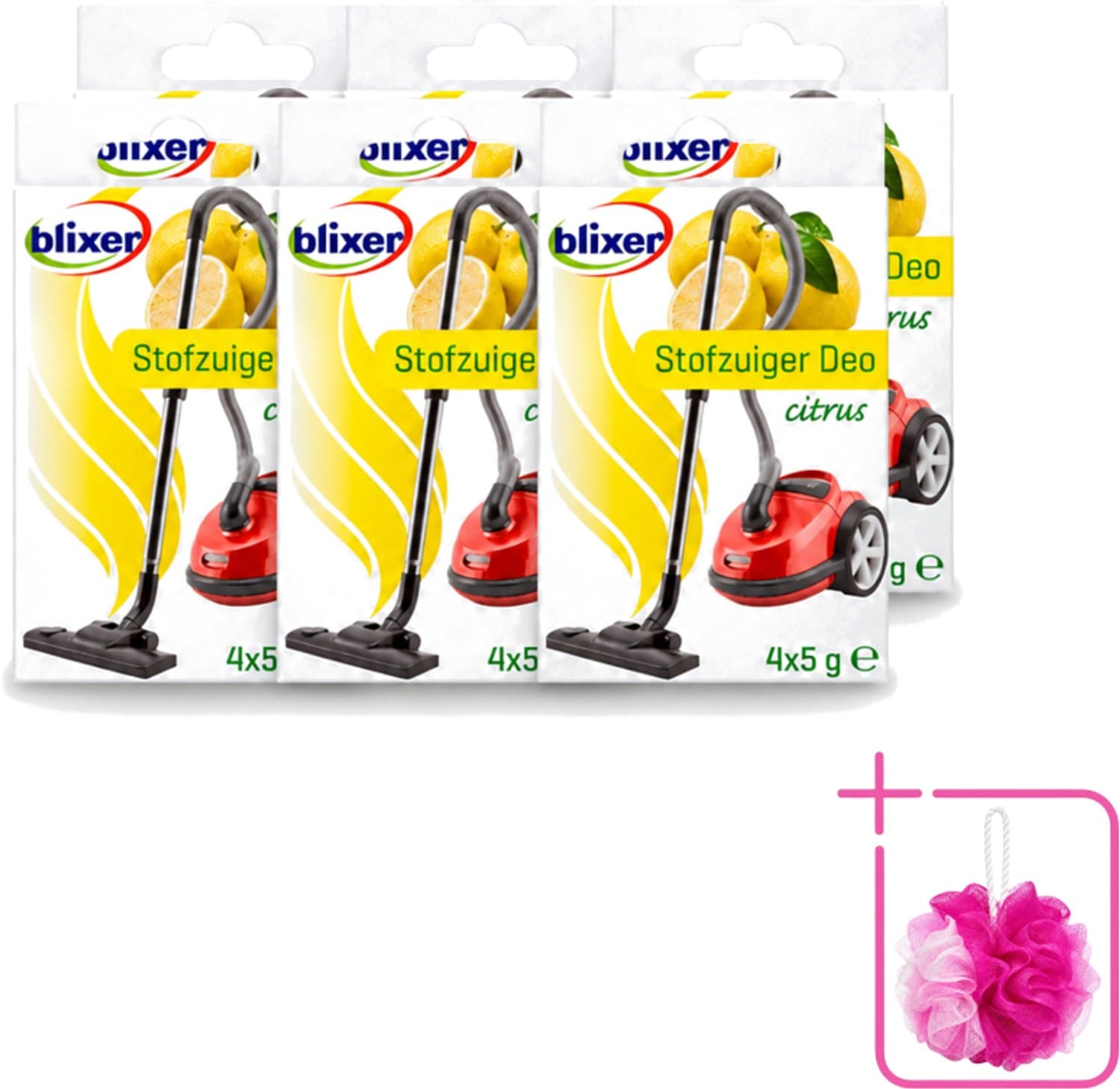 6 x Blixer - Beckmann - Stofzuiger Deodorant - Citrus - 4 Geurverspreiders - Bulkverpakking - Stofzuiger geur - Douchemop - Citrusgeur