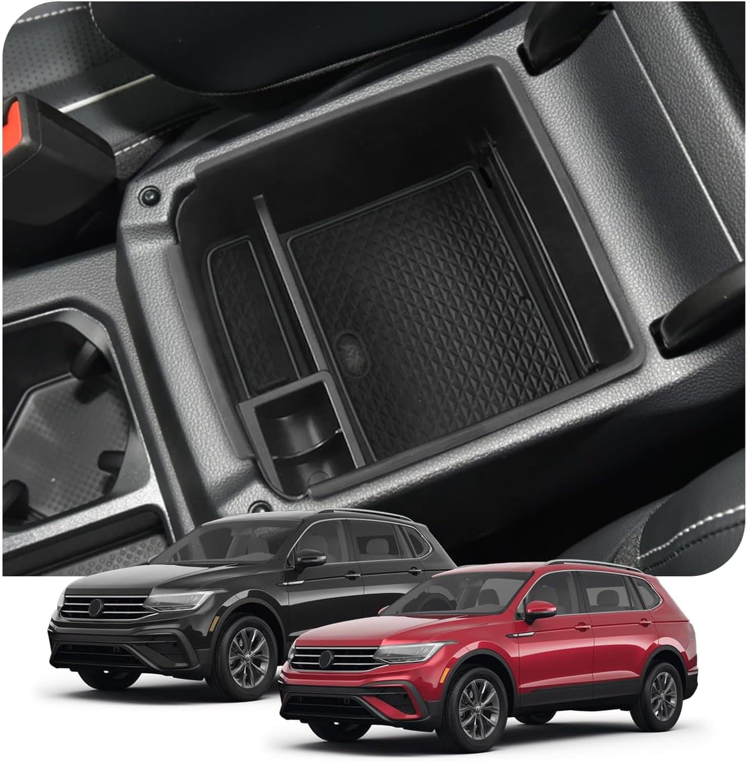 Middenconsole-organizer voor VW Tiguan II 2017-2020 2021 2023 (zwart)