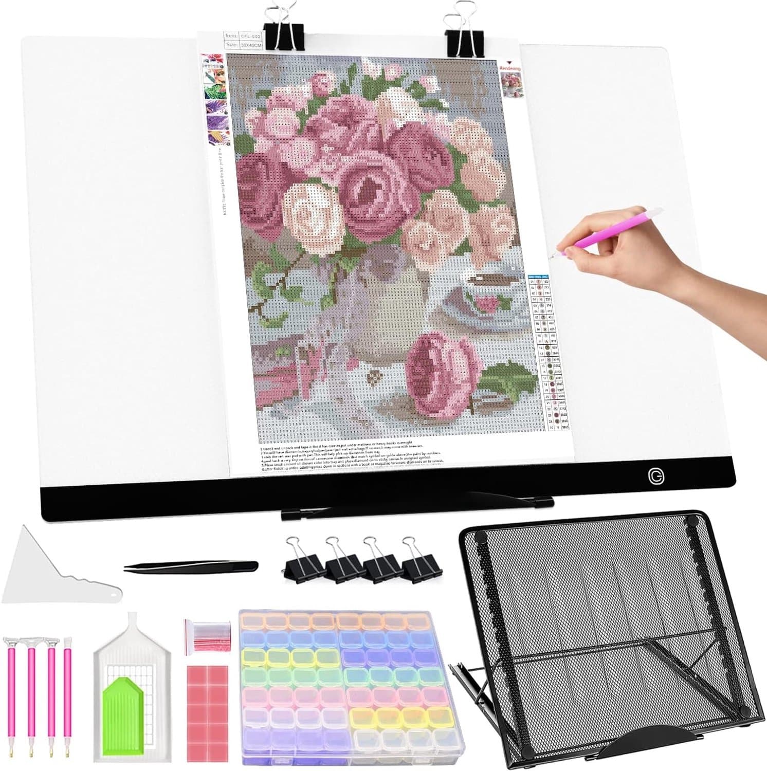 QEVA Diamond Painting Lamp - Lightpad Diamond Painting - LED Lichtbak - Zwart - 60cm x 40cm x 1cm