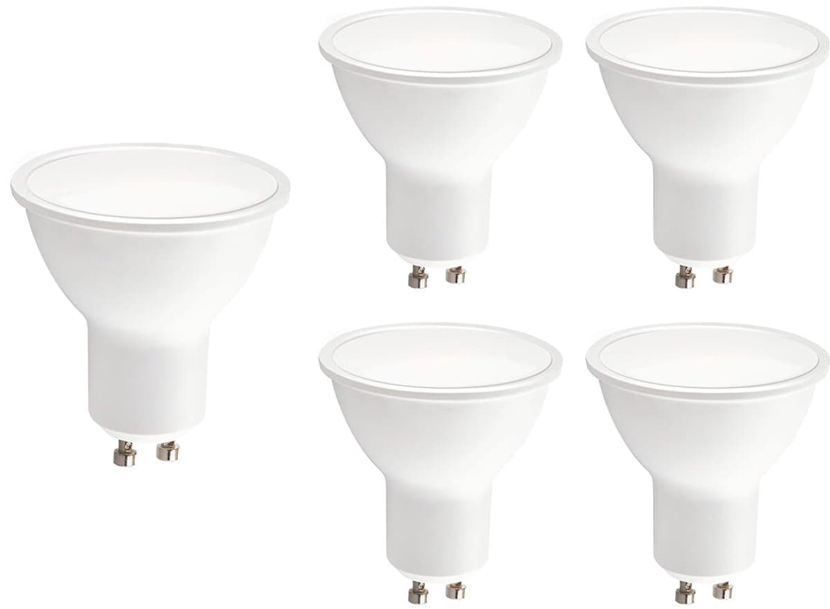 Kobi LED Spot GU10 5W - 400lm - 4000K - 230V - Voor Hal, Werklamp of Badkamerverlichting - GU10 Fitting - 5 stuks