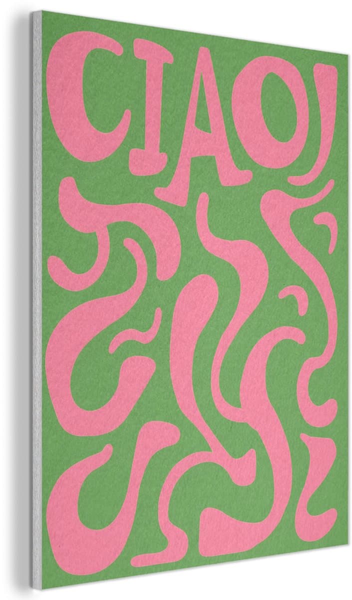 Akoestisch wandpaneel 70x100 cm - Vilt schilderij Abstract - Roze - Ciao - Vormen - Akoestische panelen - Geluidsdempende wanddecoratie - Geluidsisolatie woonkamer - Muurdecoratie geluidspanelen