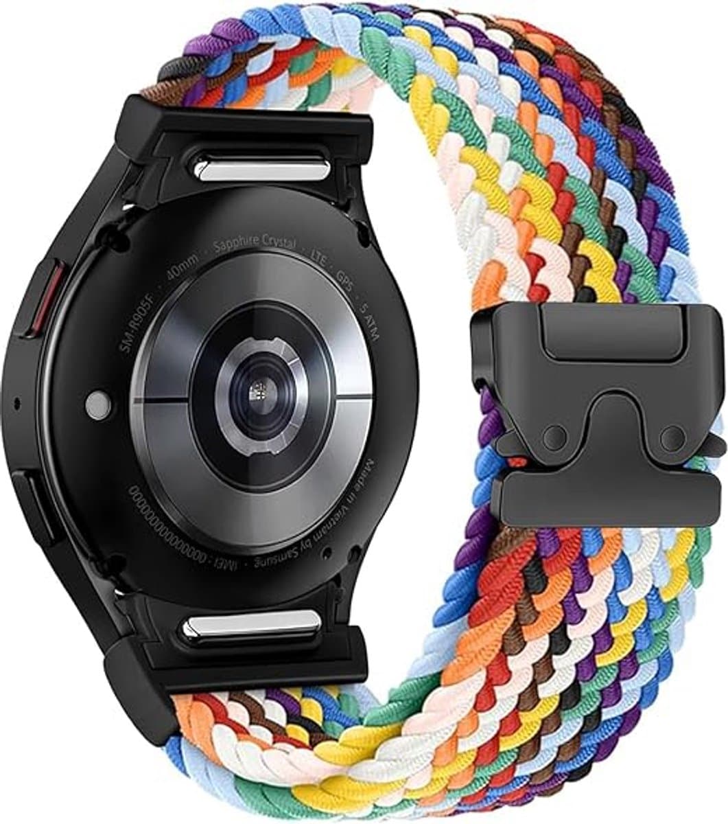Geen Gap Nylon Gevlochten Band gescht voor Galaxy Watch 7/FE/6/5/4 40mm 44mm, Elastische Magnetische Gesp Band voor Galaxy Watch 6 Classic/4 Classic/5 Pro Herren Damen