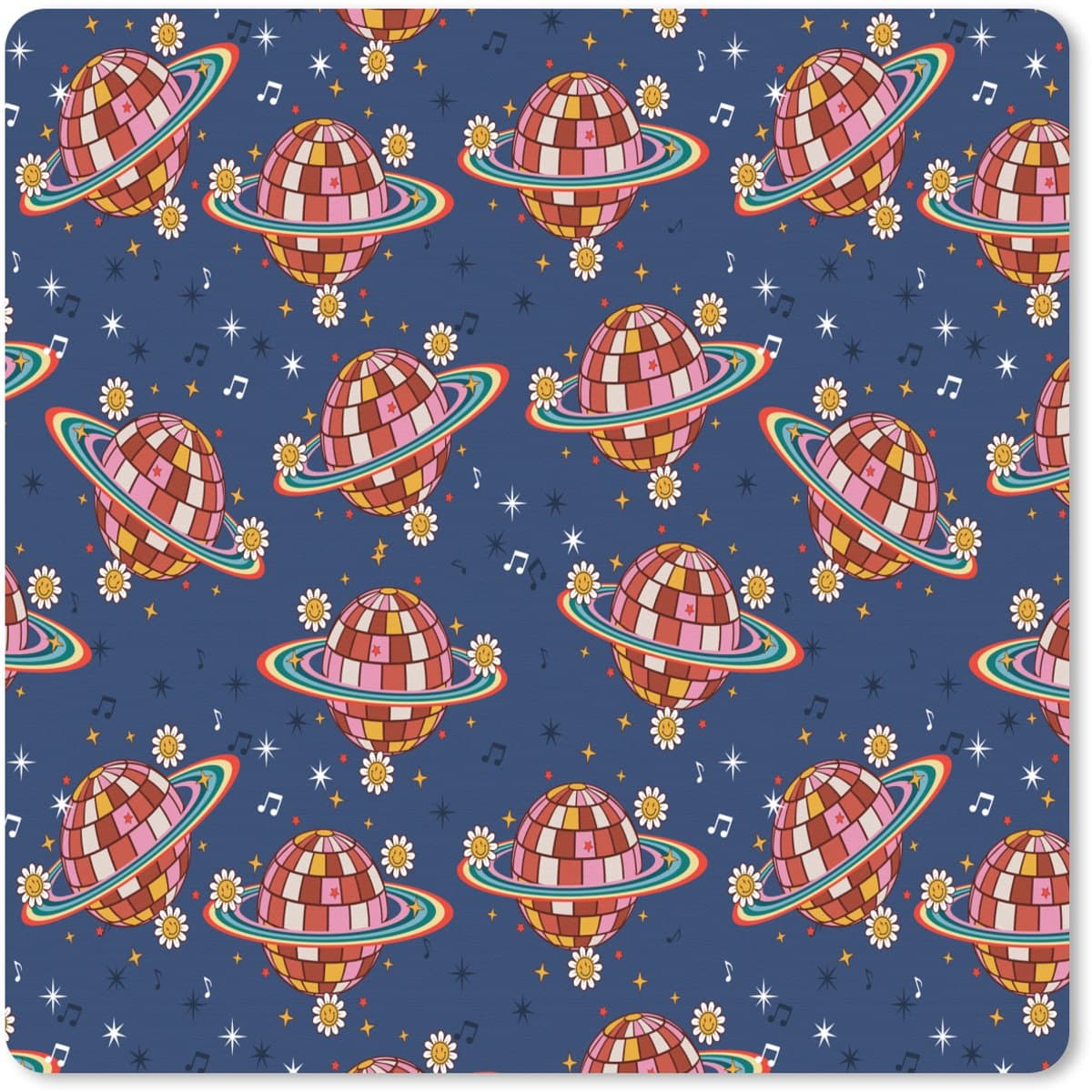 Muismat XXL 40x40 cm - Bureau onderlegger - Bureau mat Disco - Blauw - Patroon - Bureaumat - Gaming mousepad xl - Bureaulegger groot - Computer deskmat