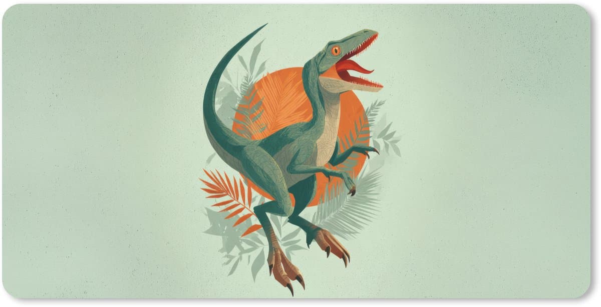 Muismat XXL 90x45 cm - Bureau onderlegger - Bureau mat Dino - Bladeren - Grafisch - Groen - Bureaumat - Gaming mousepad xl - Bureaulegger groot - Computer deskmat