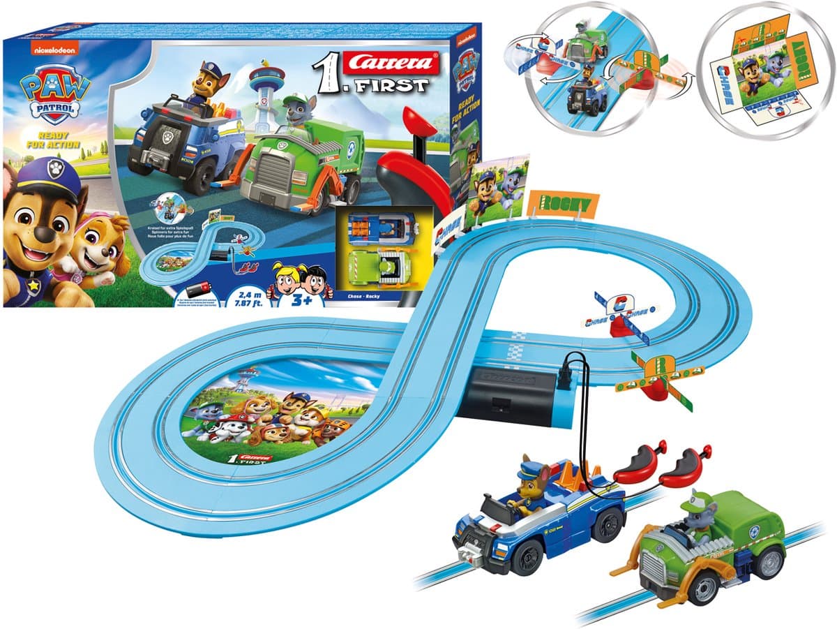 Carrera FIRST Racebaan - First PAW Patrol - Ready For Action - Chase vs. Rocky - 2,4m