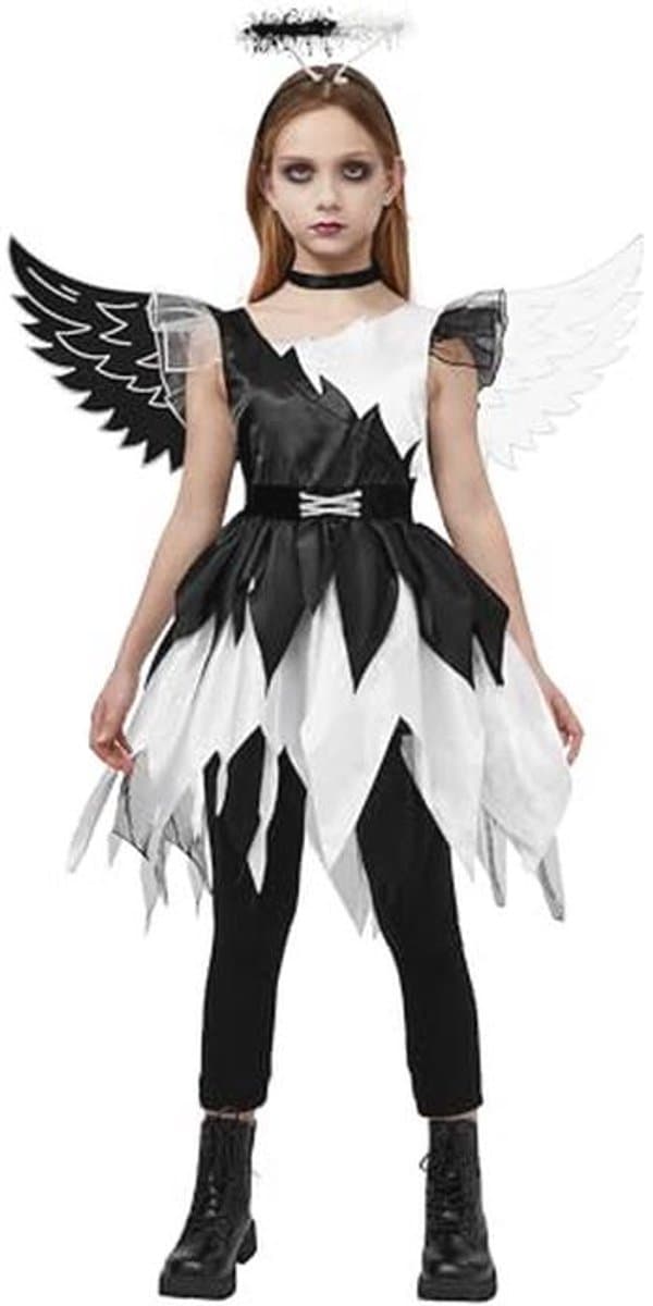 Twisted Angel Kostuum voor Meisjes - Halve Engel Halve Duivel Halloween Outfit