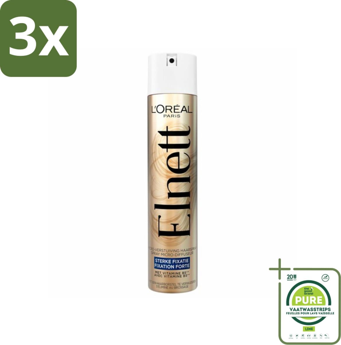 3 x L'Oréal Elnett Satin Haarlak Sterke Fixatie 300 ml - Grootverpakking - Haarspray - L'Oréal Paris - Elnett Satin - Sterke Fixatie - Satijnzacht