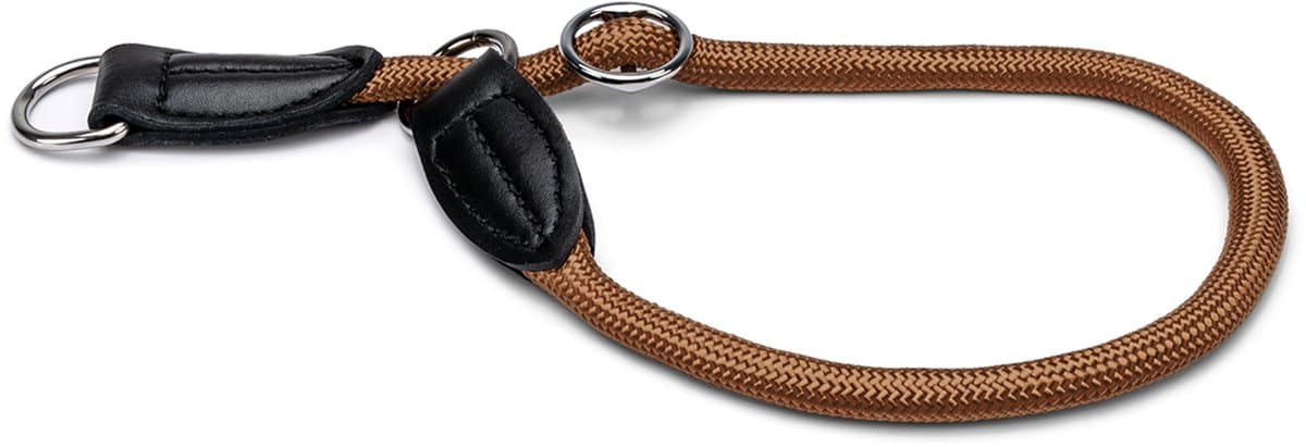 lionto Hondenhalsband, nylon slipband met stopring Ø 1 cm bruin 60 cm