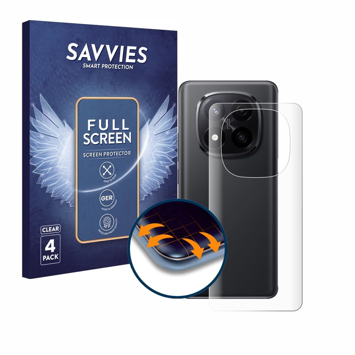 Savvies - Screenprotector voor Xiaomi Redmi Note 14 Pro Plus (Achterkant) - Folie Beschermfolie transparant volledig dekking 4 Stuks
