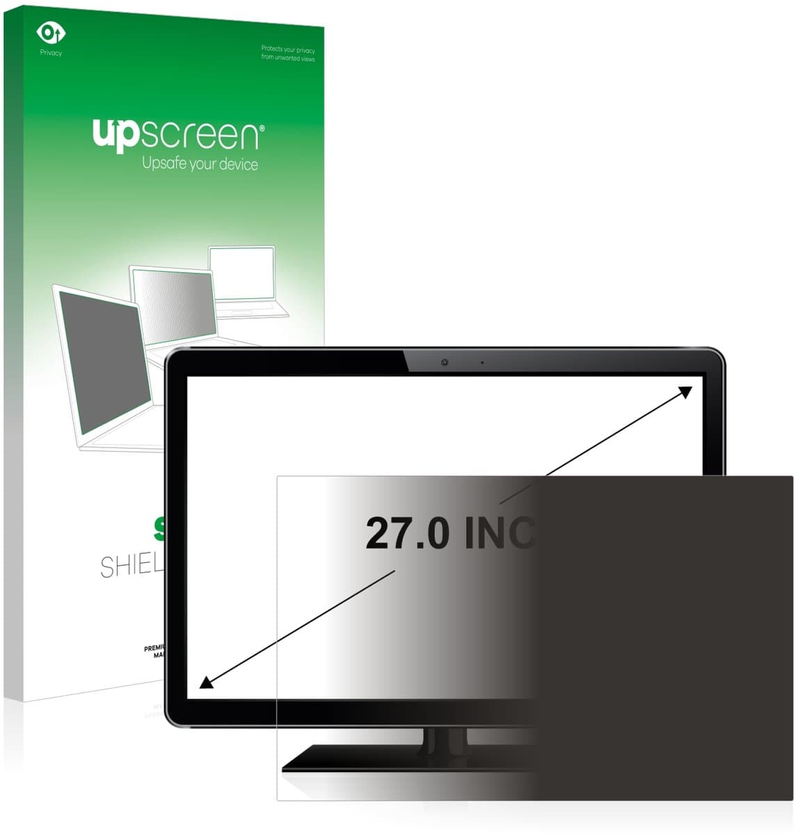 upscreen - privacyscherm voor Industriële Monitoren mit 27 inch Schermen [598 mm x 336 mm, 16:9] - privacy filter screenfilter Blauwlichtfilter