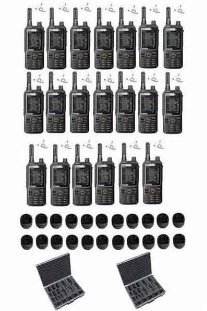 Set van 20 Inrico T320 V2 4G LTE Zello Portofoon, GPS, Wifi met tafellader beveiliging oortje en koffer