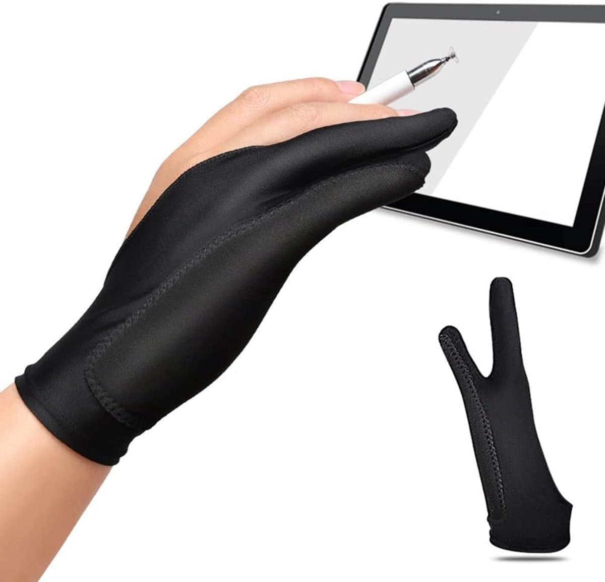 Tweevingerige Tekenhandschoen voor Digitale Kunst en Grafische Tablets
