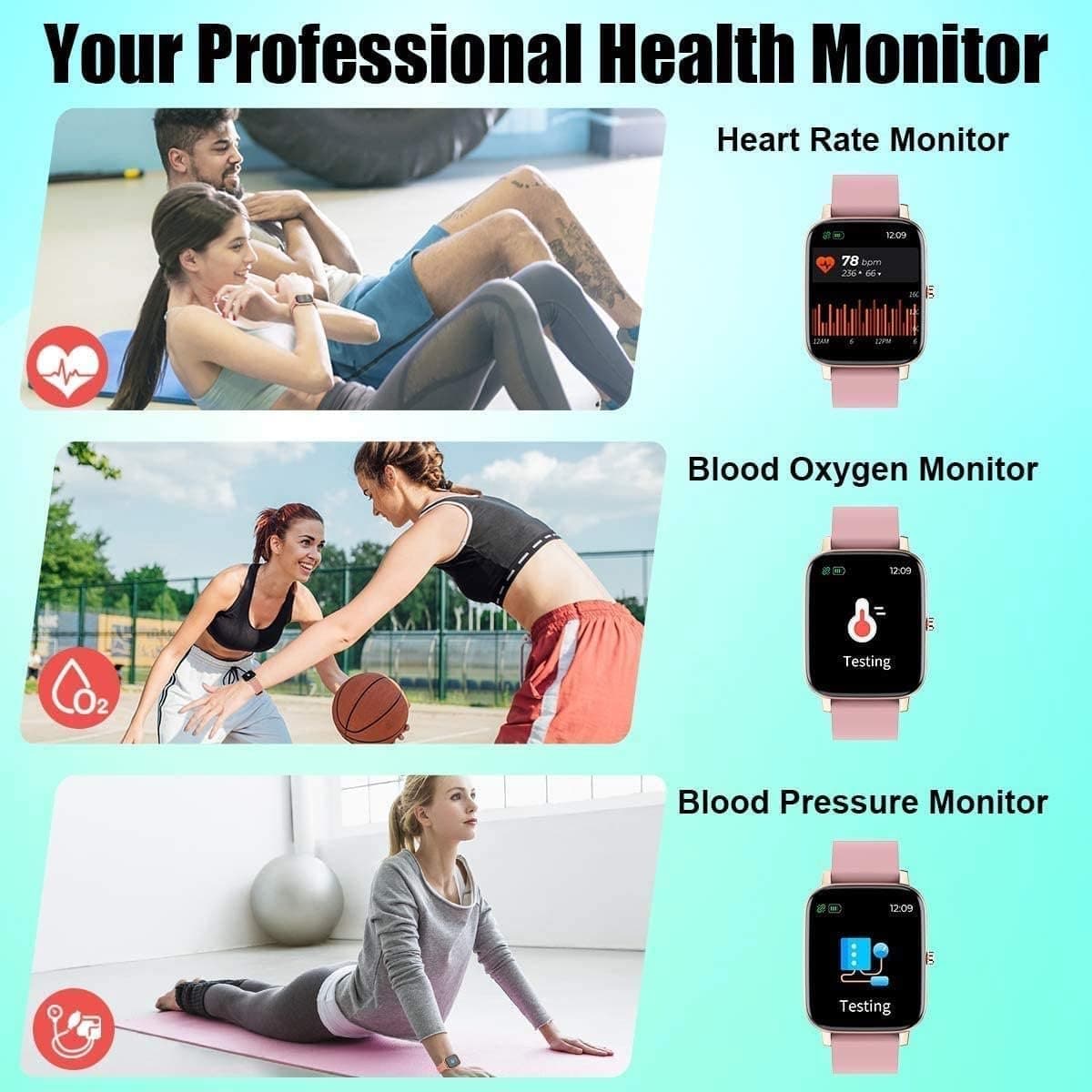 Slim Horloge - Fitness Tracker - Gezondheid Monitoren - Waterdicht IP67 - 17 Inch Scherm - Grijs