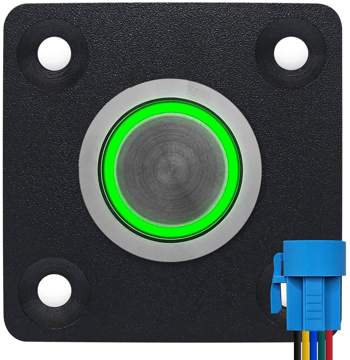 ProRide Metalen Pulsschakelaar Inbouwpaneel 220V OFF-(ON) - 19mm - met Aansluitkabel - Spatwaterdicht - LED indicatie Groen