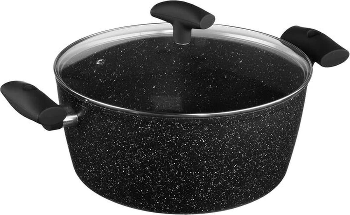 5five Gietaluminium Pan met Deksel - 28 cm, zwart