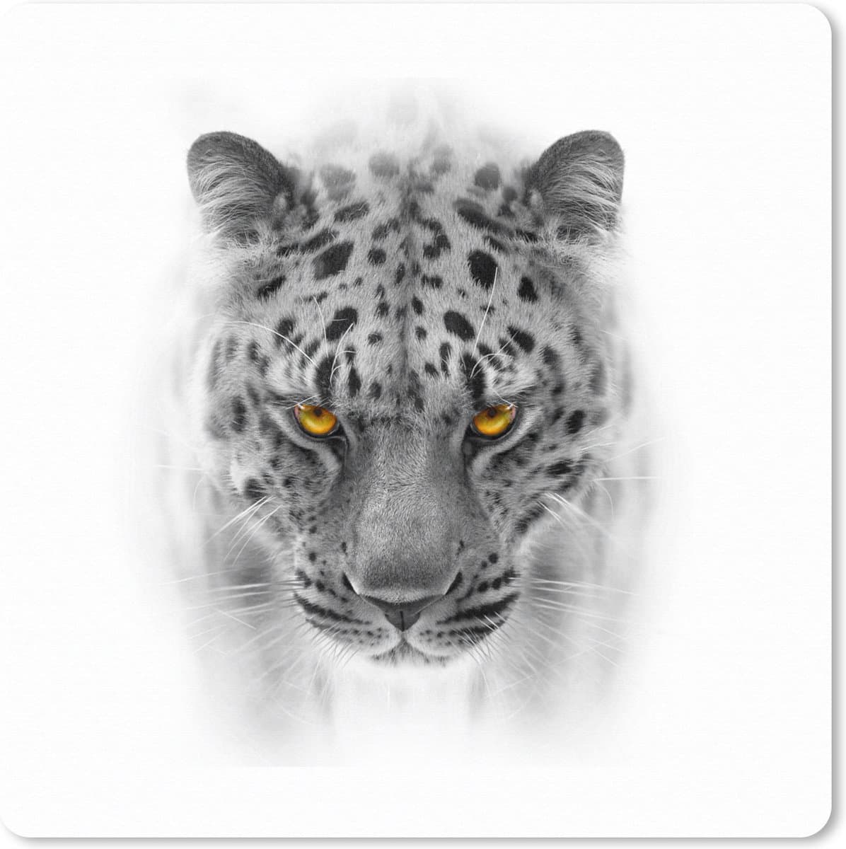 Muismat XXL 40x40 cm - Bureau onderlegger - Bureau mat Luipaard - Zwart - Wit - Dieren - Bureaumat - Gaming mousepad xl - Bureaulegger groot - Computer deskmat